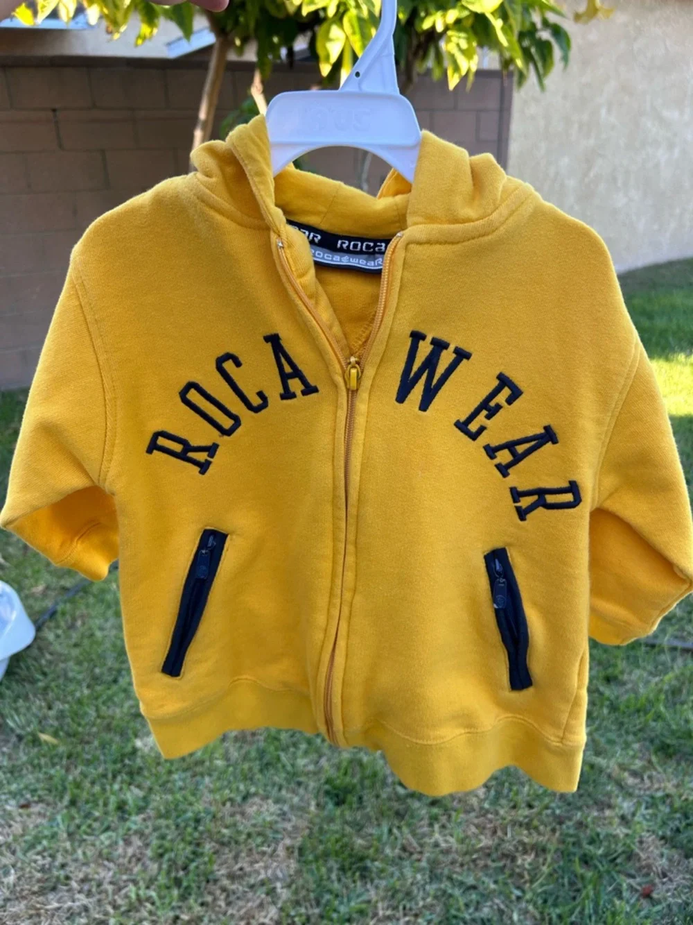 Rocawear Kids Yellow Hooded Zip-Up Sweatshirt with Navy Accents